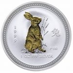 Колекційна срібна монета “Lunar I – Рік Кролика” GILDED 31,1 г 1999 рік