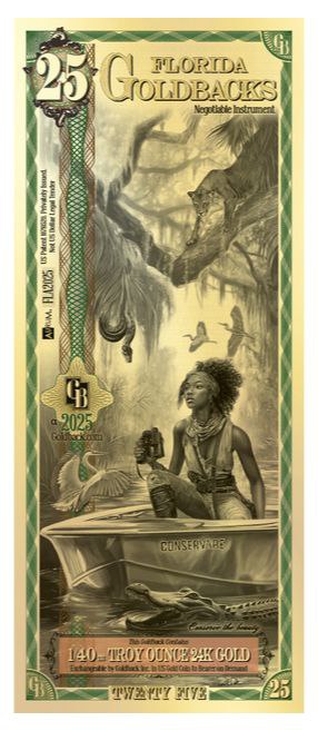 af8c32c0-79ec-457f-add8-1bff9db9b0f0 Колекційна золота банкнота "25 Goldback - Aurum Gold Foil Note" - Зображення 1