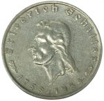 Колекційна срібна монета "2 марки" Фрідріх Шиллер 8 г 1934 рік
