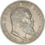 Коллекционная серебряная монета "3 марки" Вильгельм II 16,67 г 1908-1914 годы Вюрттенберг