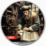 Колекційна срібна монета "Американський Орел Liberty - Перший друкарський верстат" 31,1 г 2023 рік