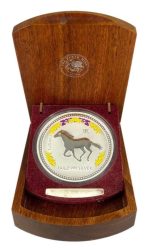 Колекційна срібна монета "Рік Коня" COLOURED 1000 г 2002 рік - Зображення 3