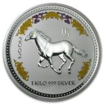 Колекційна срібна монета "Рік Коня" COLOURED 1000 г 2002 рік