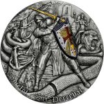 Коллекционная серебряная монета "Камелот - Сэр Персиваль" 62,2 г 2023 год