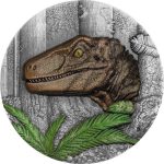 Коллекционная серебряная монета "Динозавр - Велоцираптор" 62,2 г 2025 год