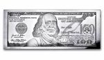 Коллекционная серебряная банкнота "100 долларов США" 124,4 г — изображение 2