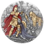 Коллекционная серебряная монета "Троя" 62,2 г 2024 год