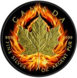 Колекційна срібна монета "Кленовий Лист - Вогонь" 31,1 г 2015 рік
