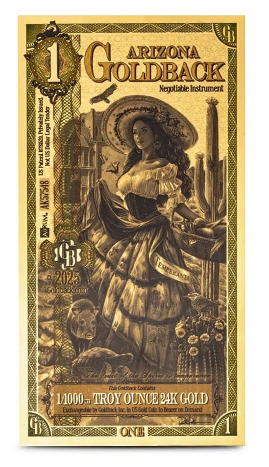 IMG_20260219_091026_886 Коллекционная золотая банкнота "1 Goldback - Aurum Gold Foil Note" Light green — изображение 1