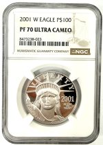 Коллекционная платиновая монета "Либерти" 31,1 г 2001 год