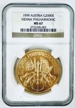Колекційна золота монета "Віденська філармонія - 2000 шилінгів" 31,1 г 1999 рік