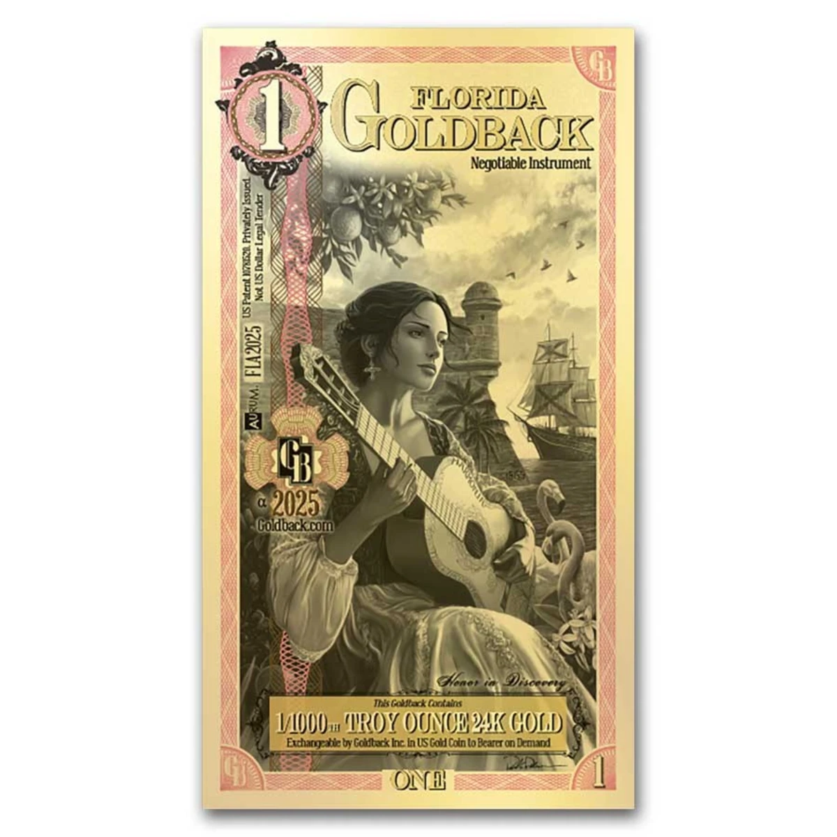 IMG_3561 Колекційна золота банкнота "1 Goldback - Aurum Gold Foil Note" Pink - Зображення 1