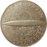 Колекційна срібна монета "5 марок - Дирижабль "Граф Цепелін"" 25 г 1930 рік