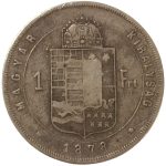 Коллекционная серебряная монета "1 форинт" 12,35 г 1870-1879 года — изображение 2