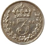 Колекційна срібна монета "3 пенса" 1,41 г 1893-1901 роки - Зображення 2