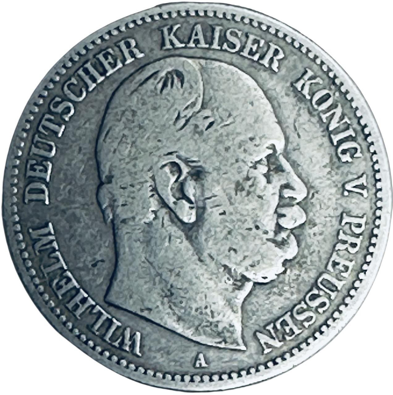 36e2ffba-97e9-4ab3-92bd-184a3b850114 Колекційна срібна монета "2 марки" 11,11 г 1876 - 1884 роки - Зображення 1