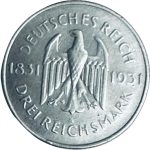 Колекційна срібна монета "3 марки" 15 г 1931 рік - Зображення 2